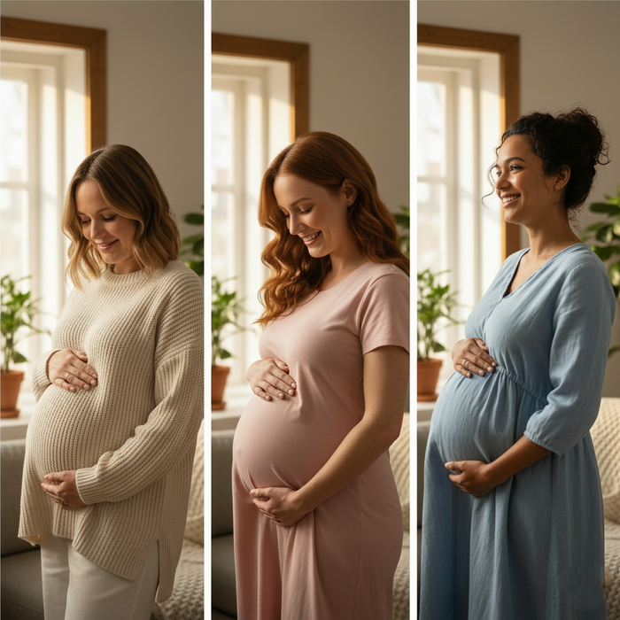 Pregnant woman holding her bump pregnancy by trimester overview