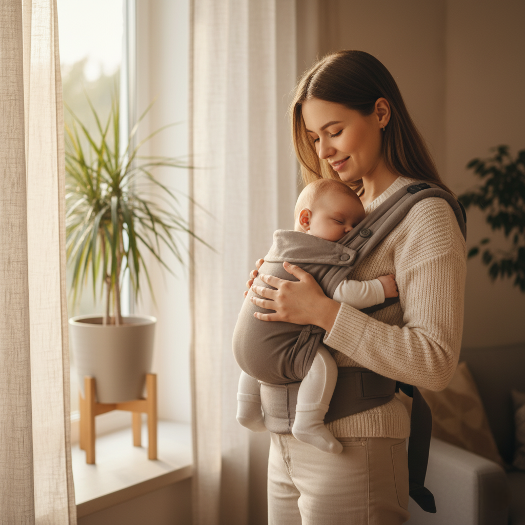 Joyful mom with baby